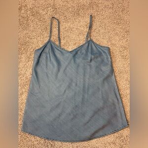 GAP Blue Chambray, Lyocell Tencel, Cami Tank Top,  Spaghetti Straps, Sz M Tall